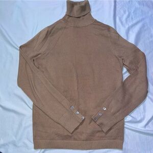 Tan Turtleneck Sweater with Buttons on Sleeves By:Arkitect